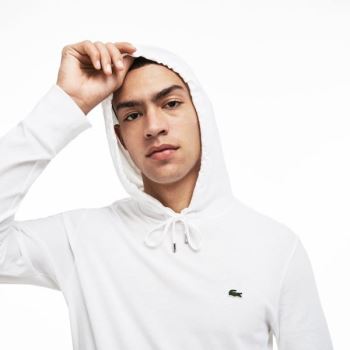 Lacoste Hooded Cotton T-shirt Pánské - Tričko Bílé | CZ-BU7oC4